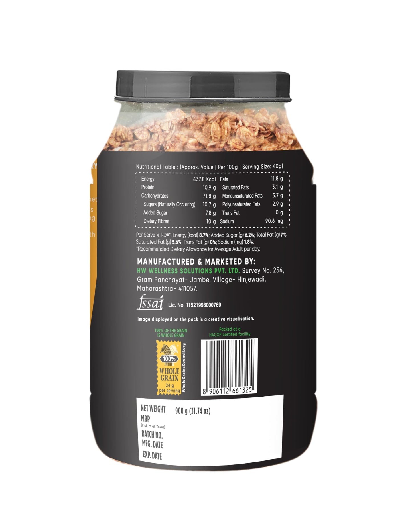 Granola Fruit And Nut 900G By True Elements - Granola For Breakfast | Richness Of Berries, Almonds & Cashews | Fiber Rich | Brea