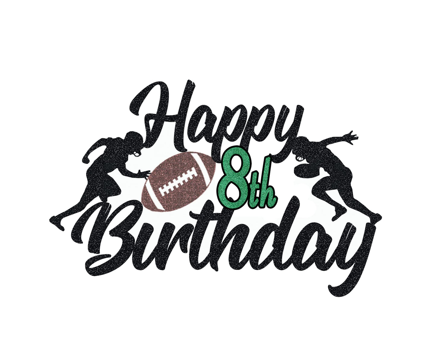 Happy 8Th Birthday Football Cake Topper 8Th Birthday Party Decorations Eight Years Old Rugby Player Scene Cake Decoration For Ki