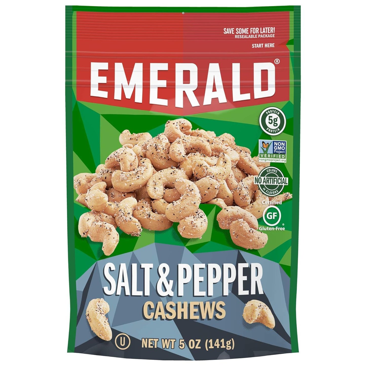Emerald Nuts Combo (Variety Pack) Featuring Dill Pickle Seasoned Cashews & Salt And Pepper Cashews | 5 Oz Resealable Bags | Kosh
