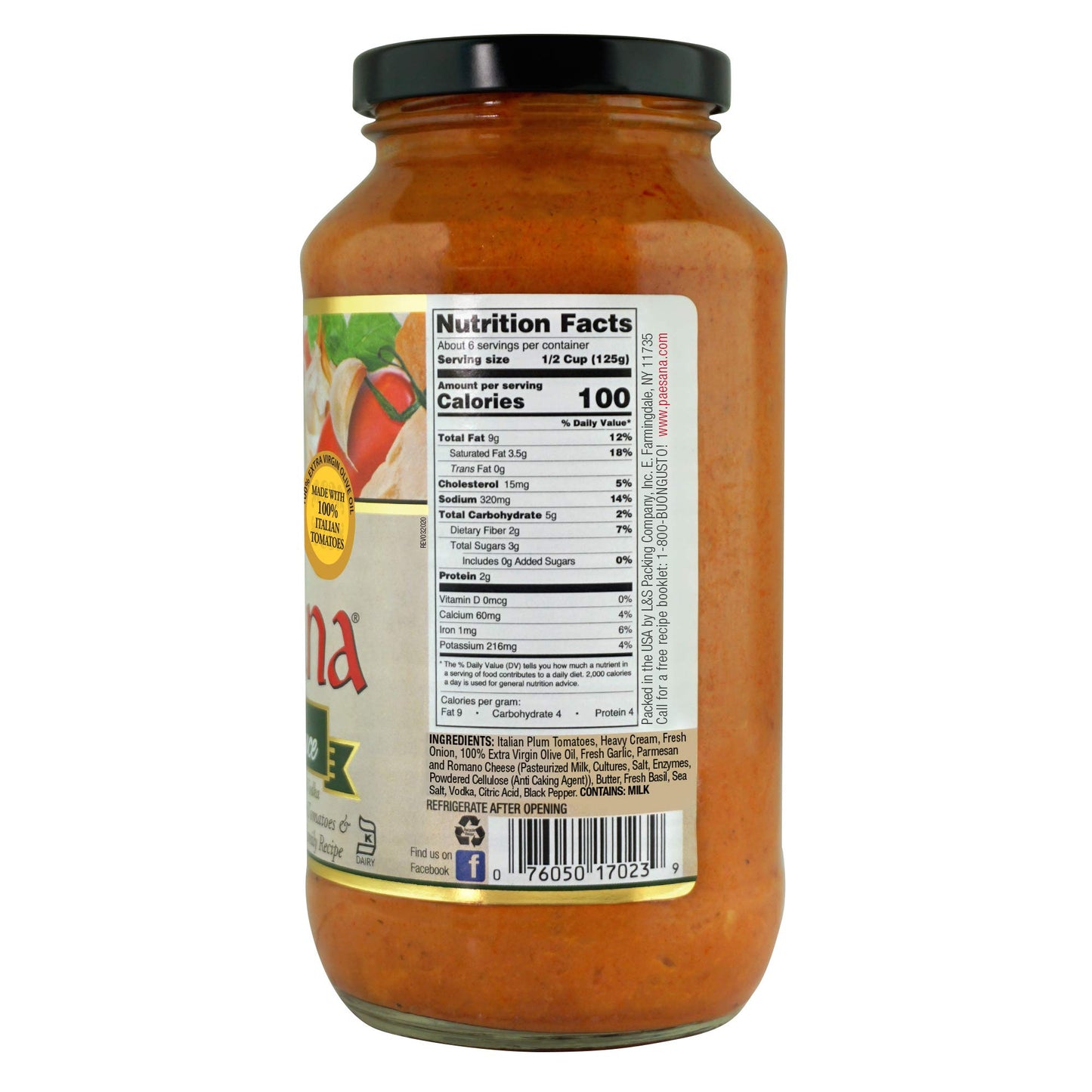 Paesana Traditional spirit-inspired flavor Pasta Sauce, Gluten Free, 100% Imported Italian Tomatoes, 25 oz (2 Pack)
