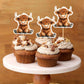 Cyodoos 24Pcs Highland Cow Cupcake Toppers Farm Animals Cupcake Picks Highland Cow Theme Baby Shower Kids Birthday Party Cake De