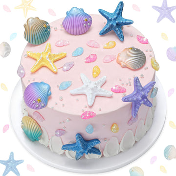 30 Pieces Seashells Starfish Conch Cake Topper Mermaid Cake Decorations Seashells Starfish For Beach Theme Party Sea Creatures D