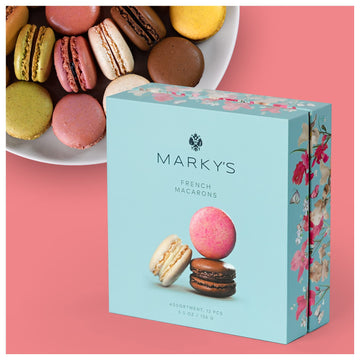 Marky'S French Almond Macarons Gift Box - 12 Pcs - Assorted Macaroons Basket Variety Of Flavors Cookies Imported From France