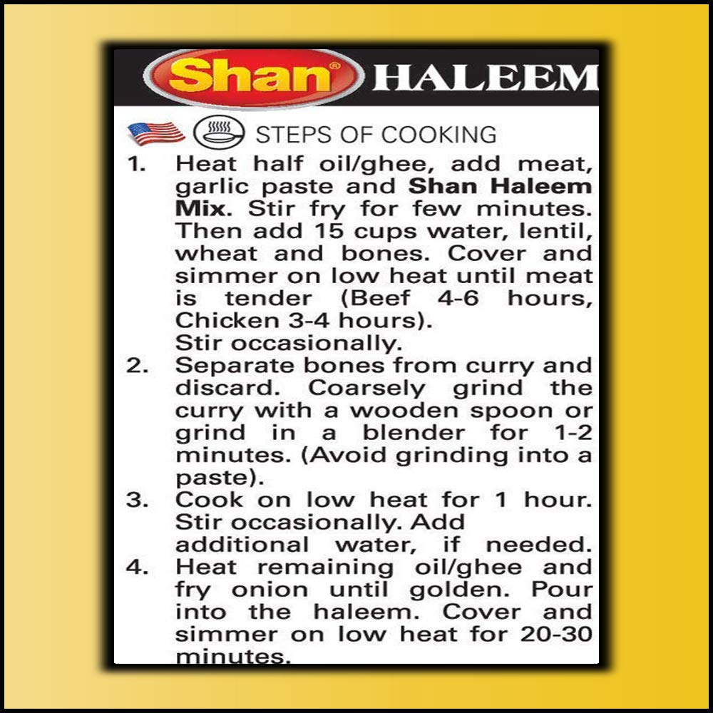 Shan Haleem Recipe And Seasoning Mix 1.76 Oz (50G) - Spice Powder For Traditional Meat And Lentil Curry - Suitable For Vegetarians - Airtight Bag In A Box (Pack Of 2)