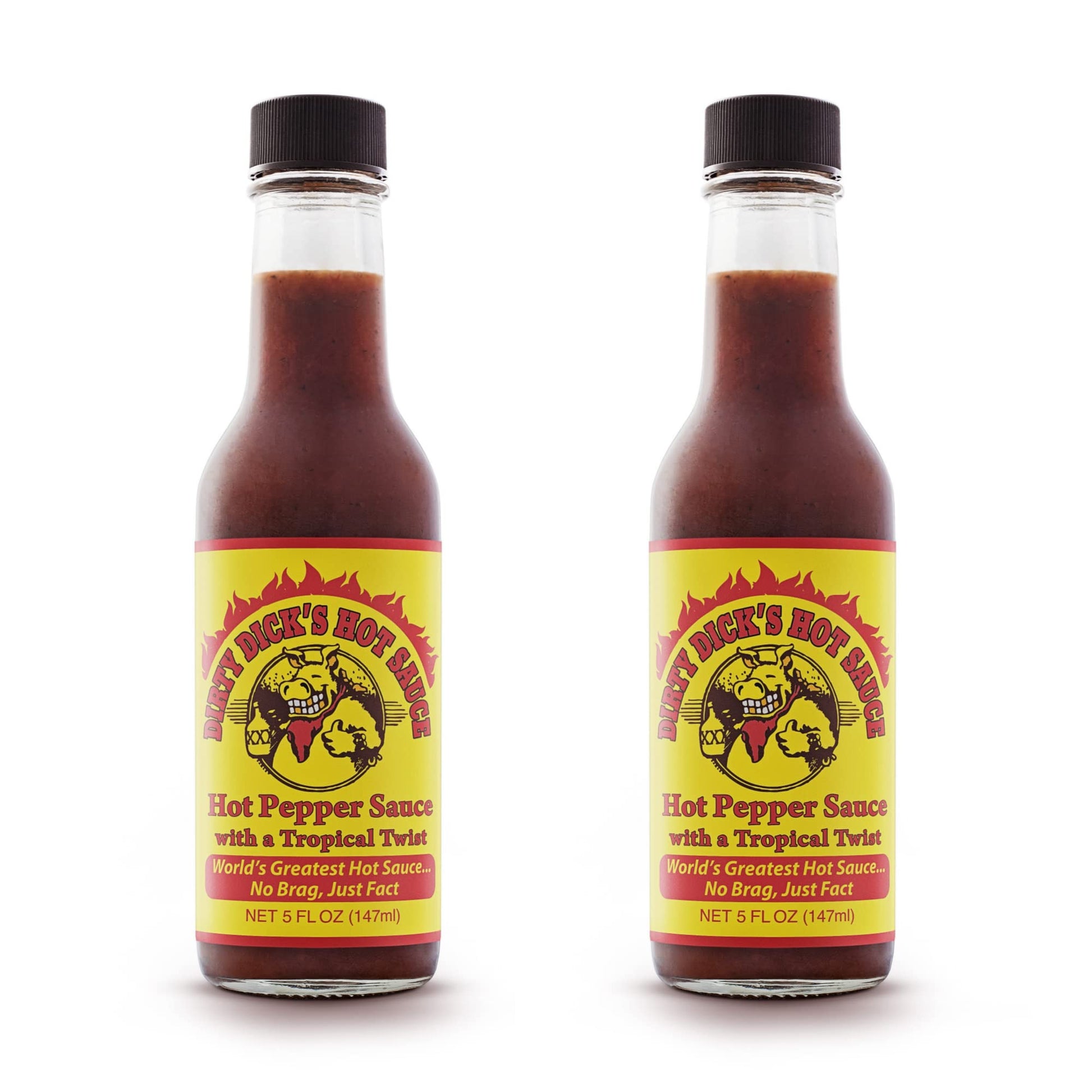 Dirty Dicks Original Hot Sauce, 5 Fl Oz - Award-Winning Blend Of Habanero, Tropical Fruits & Spices (Pack Of 2)
