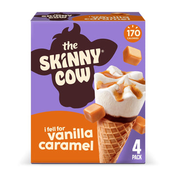 Skinny Cow, Vanilla / Caramel Cones, 4 Count (Frozen)