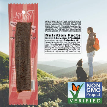 Primal Spirit Vegan Jerky SHIITAKE MUSHROOM    - Classic Flavor    - Hot & Spicy-Sweet & Savory, 10 g. Plant Based Protein, Cert