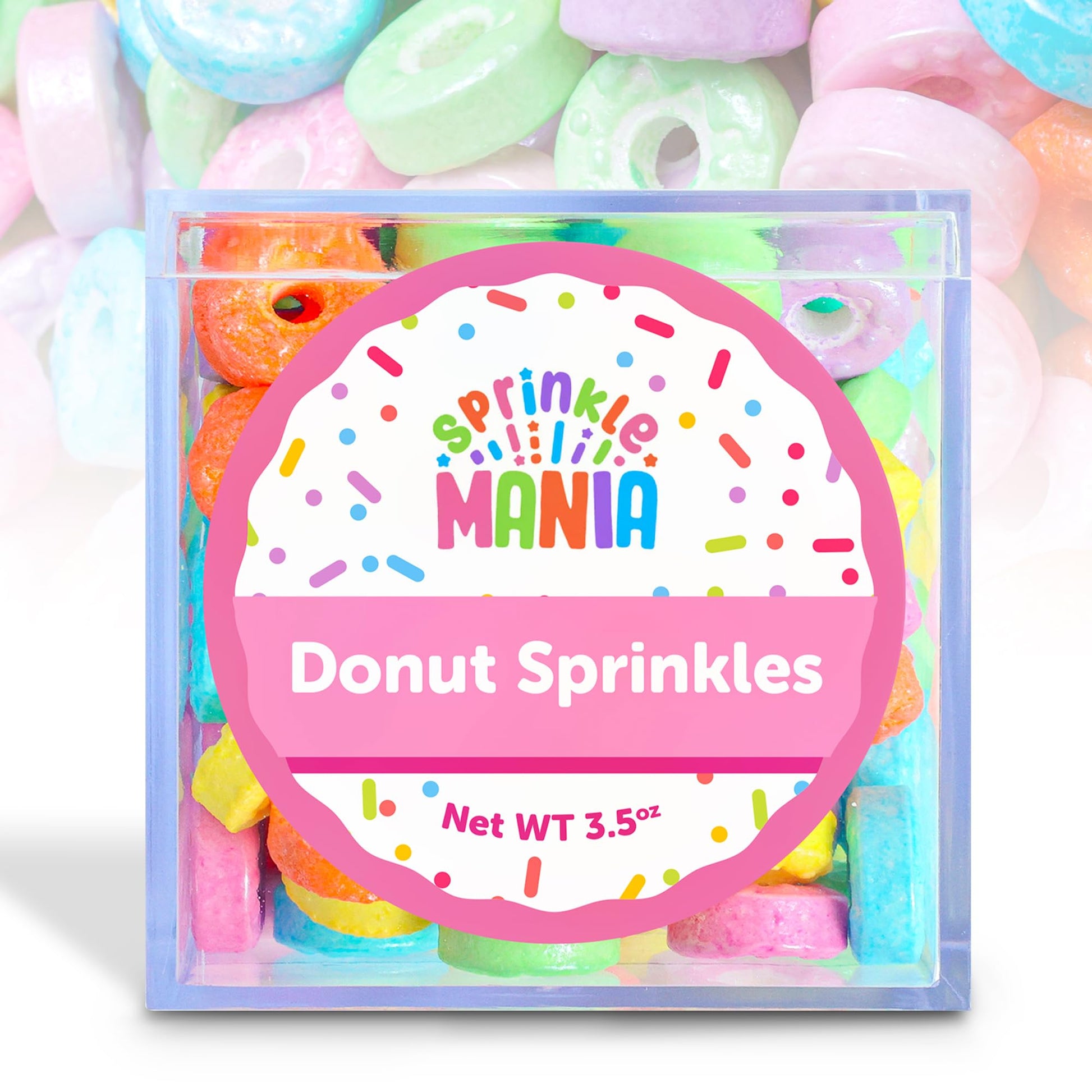 Sprinklemania Donut Sprinkles for Cupcakes - Rainbow Color - 3.5 oz Packaging