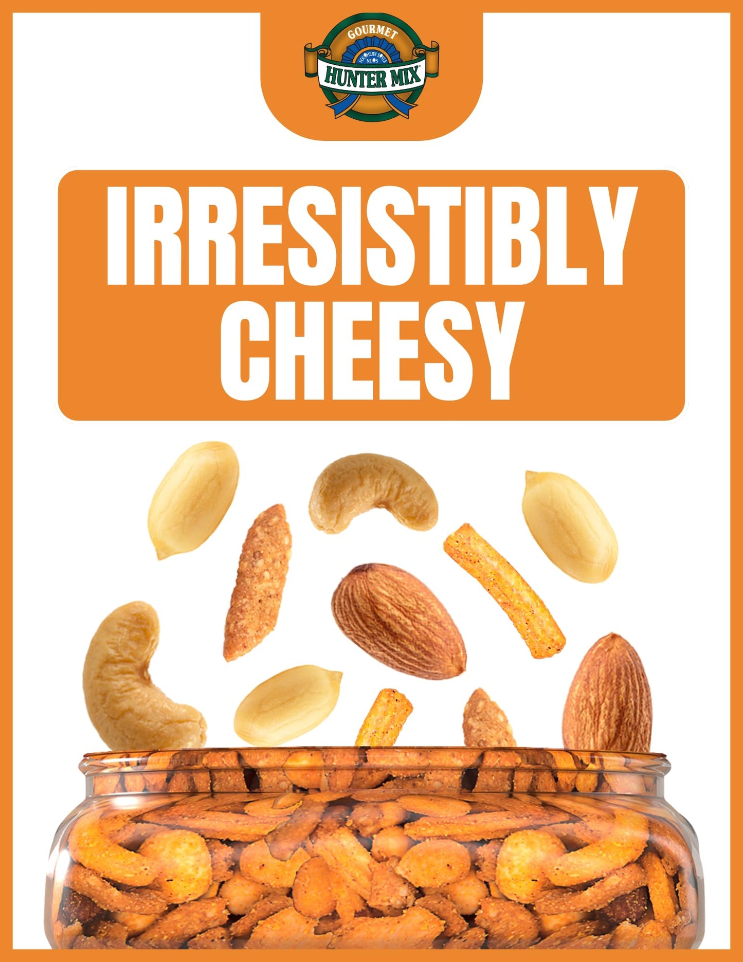Southern Style Nuts Cheesy Cheddar Hunter Mix, 20 Ounces, Peanuts, Sesame Sticks, Corn Sticks, Almonds, and Cashews