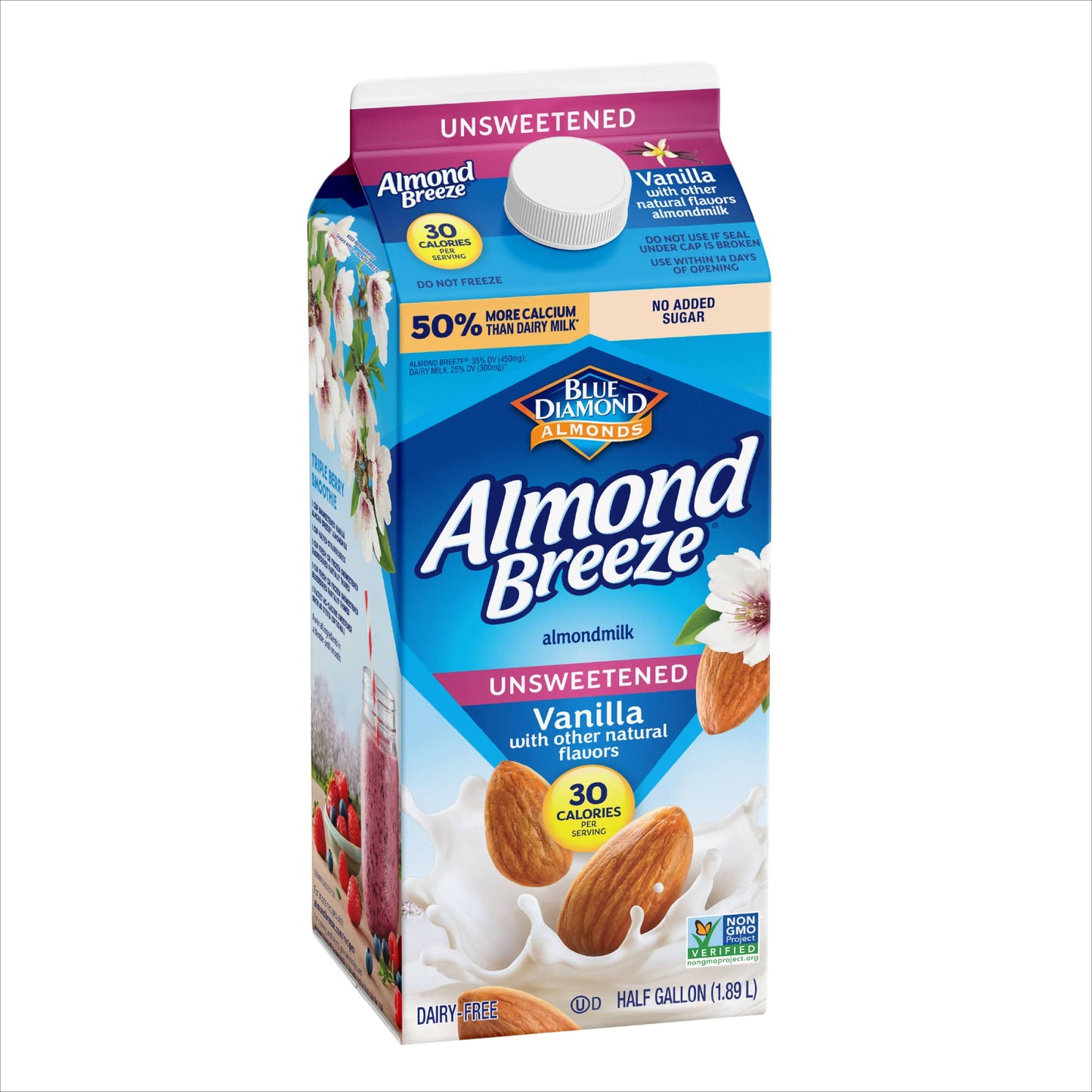 BLUE DIAMOND Unsweetened Vanilla Almondmilk, 0.5 GL