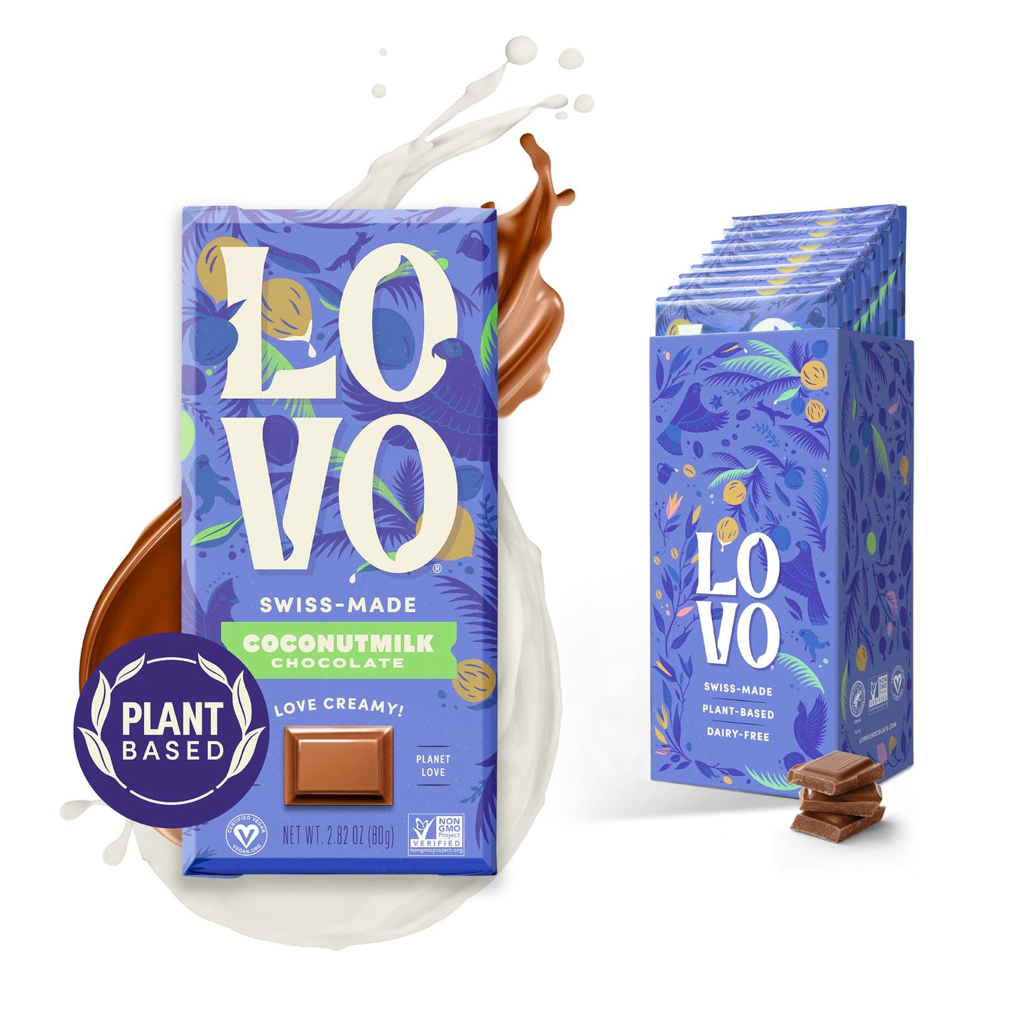 LOVO Coconutmilk Chocolate Bar, 100% Plant-Based Dairy-Alternative Milk Chocolate, Creamy and Delectable Vegan Milk Chocolate Ma