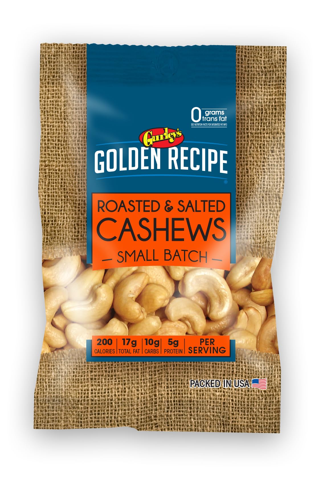 Gurley's Golden Recipe Fancy Whole Cashews, Rich & Creamy, 2.75 oz (Pack of 8)