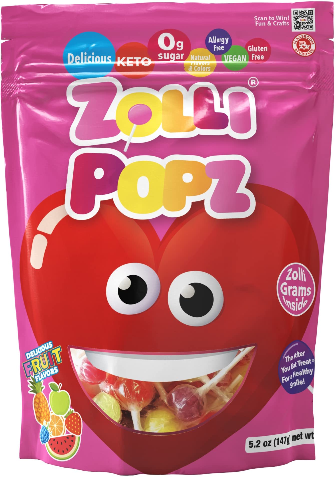 Zolli Popz Valentines with 22 Zolli Grams 5.2oz (Heart) - Share Sweet Moments with a Heart-Shaped Valentine's Day Candy Treat