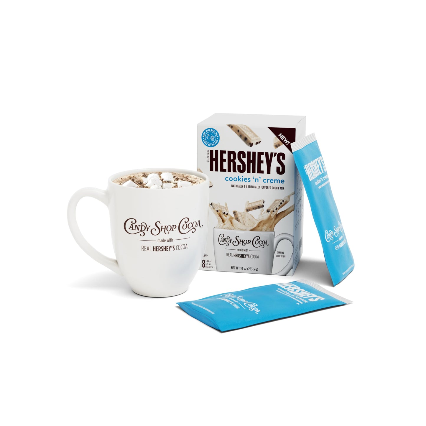 Candy Shop Cocoa HERSHEY S COOKIES  N  CREME Cocoa Mix, Hot Chocolate, Make Hot or Iced Cocoa, Made With Real Milk, Gluten Fr