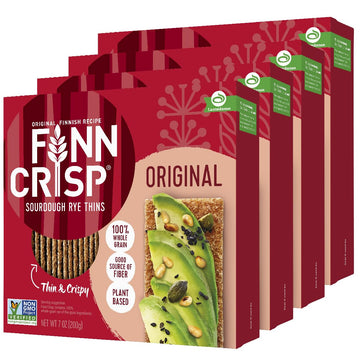 Finn Crisps Original Rye Crispbread 7oz | Thin, Crispy Rye Flatbread  ers | Multipack of Authentic Finnish Sourdough Crispbread | Whole Grain Rye  ers [4 Boxes x 7oz]