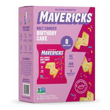 Mavericks Birthday Cake Bolt Cookies - Plant-Based Birthday Cake Confetti Cookies, Nut-Free, Plant-Based Dessert for Kids - 1 Bo