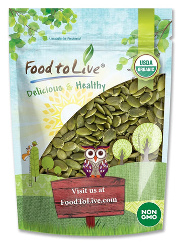 Food to Live Organic Raw Pepitas, 4 Pounds - Non-GMO, Pumpkin Seed Kernels, Unsalted, No Oil, No Shell, Vegan, Kosher, Bulk. Ket