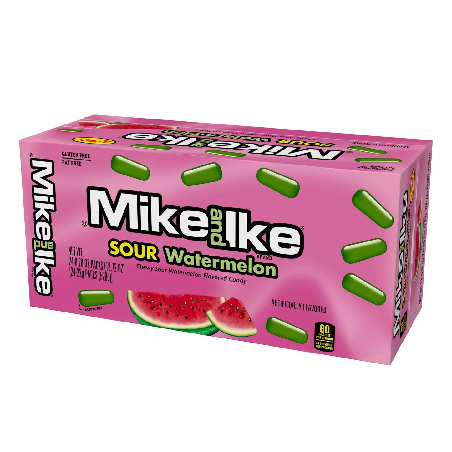 Mike and Ike Sour Watermelon Candy, 0.78 Ounce Box (Pack of 24)