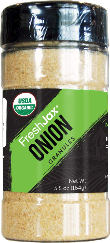 Freshjax Premium Organic Spices, Herbs, Seasonings, And Salts (Certified Organic Onion Granules - Large Bottles)