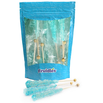 Rock Candy Lollipops Pops Candy Suckers, Color And Flavor Assortment, Individually Wrapped, 6.5" (Cotton Candy, 12-Pack)