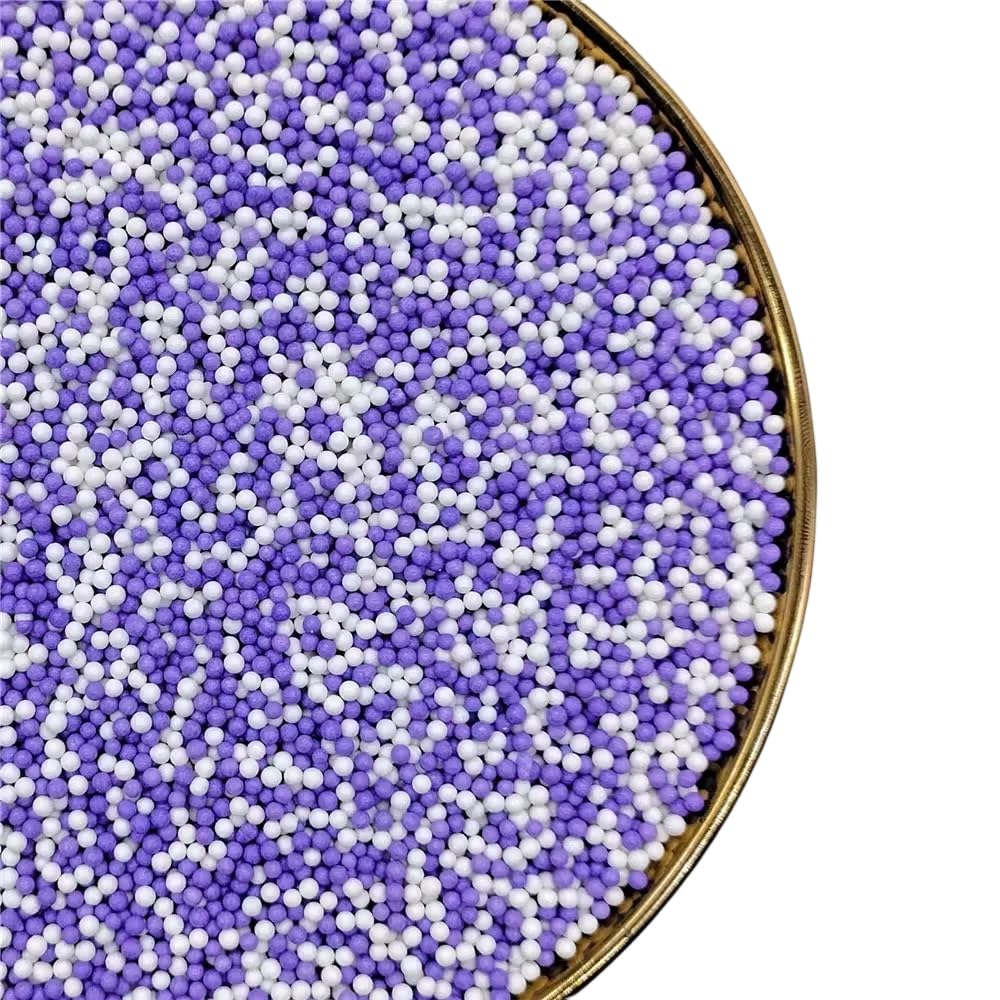 Christmas White Purple Sprinkles130g/4.6oz , White Purple Edible Pearl Sprinkles for Cake Decorations, Baking, Ice Cream, Cookie