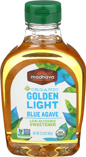 Madhava Naturally Sweet Organic Blue Agave Low-Glycemic Sweetener, Golden Light, 23.5 Ounce