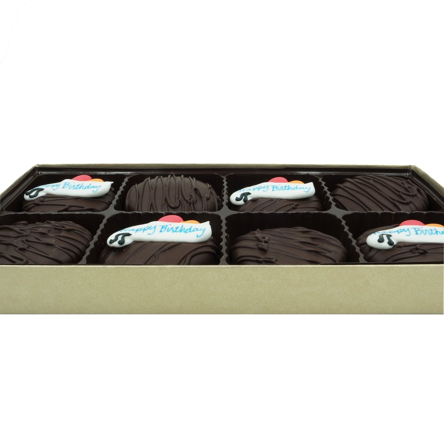 Philadelphia Candies Dark Chocolate Covered Creme Filled Sandwich Cookies, Happy Birthday Gift 8 Ounce
