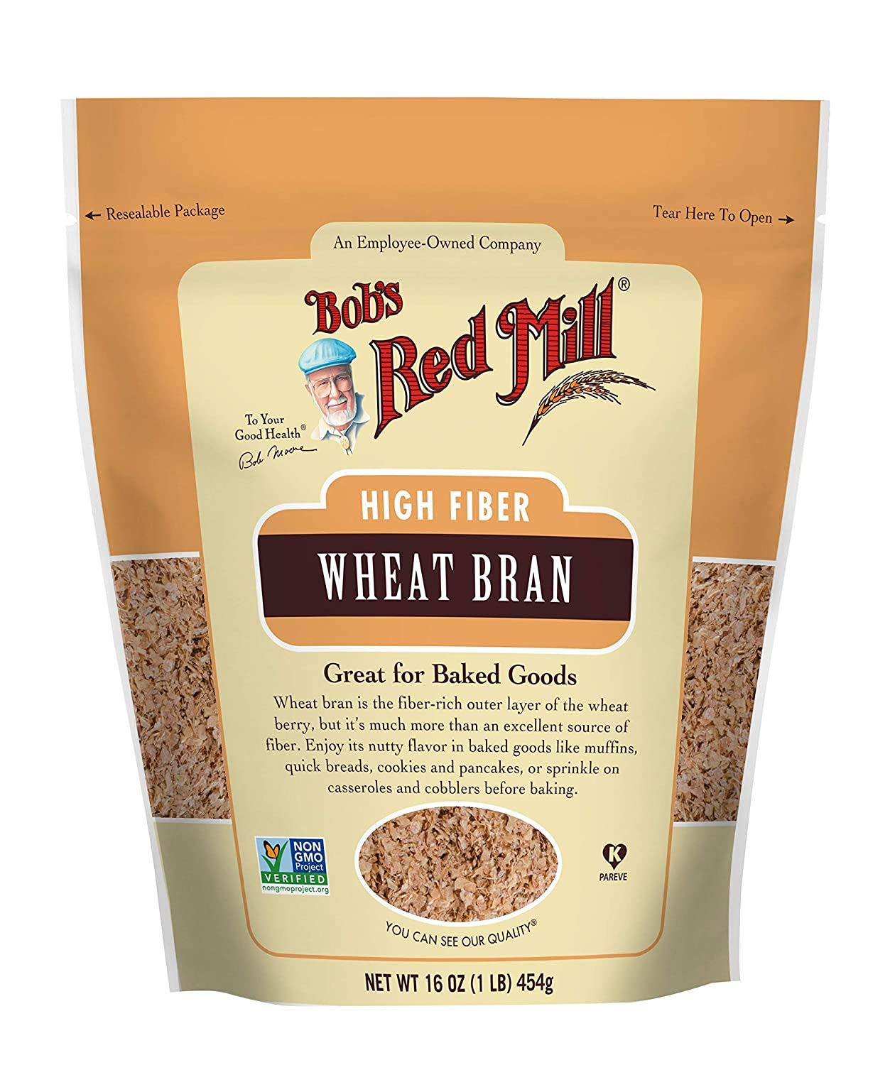 Bob s Red Mill Wheat Bran, 16oz (Pack of 4) - Non GMO, Vegan, Kosher