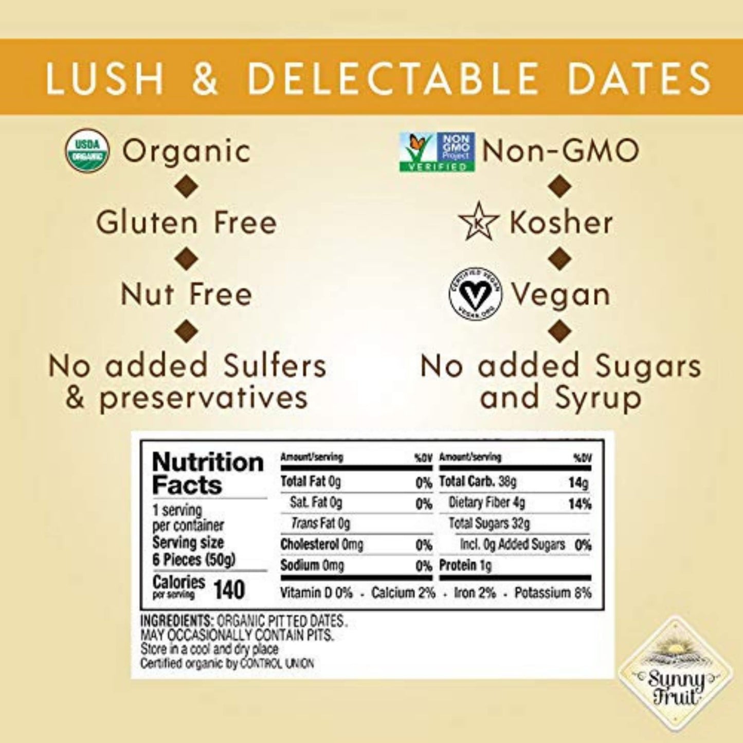 SUNNY FRUIT Organic Dried Fruit Assortment - Figs, Apricots, Dates, Mango, Cherries & Prunes, 30 Packs (1.76 oz each), NON-G