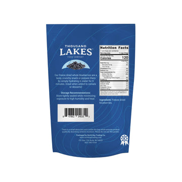 Thousand Lakes Freeze Dried Fruit - Blueberries 4-Pack 1.2 Ounces (4.8 Ounces Total) | No Sugar Added | 100% Whole Blueberries