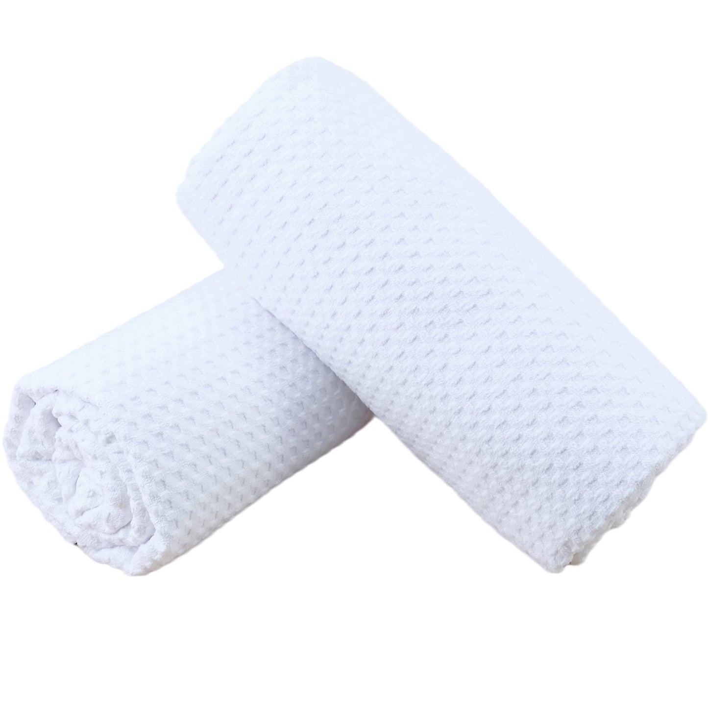 Polyte Microfiber Oversize Quick Dry Lint Free Bath Towel, 60 X 30 In, Set Of 2 (White, Waffle Weave)