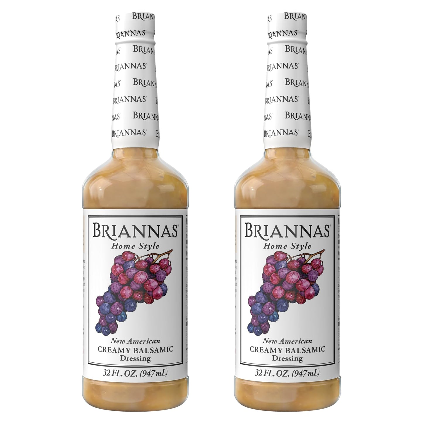BRIANNAS Creamy Balsamic Dressing - Gluten Free - 32 oz. Bottles - 2 Pack