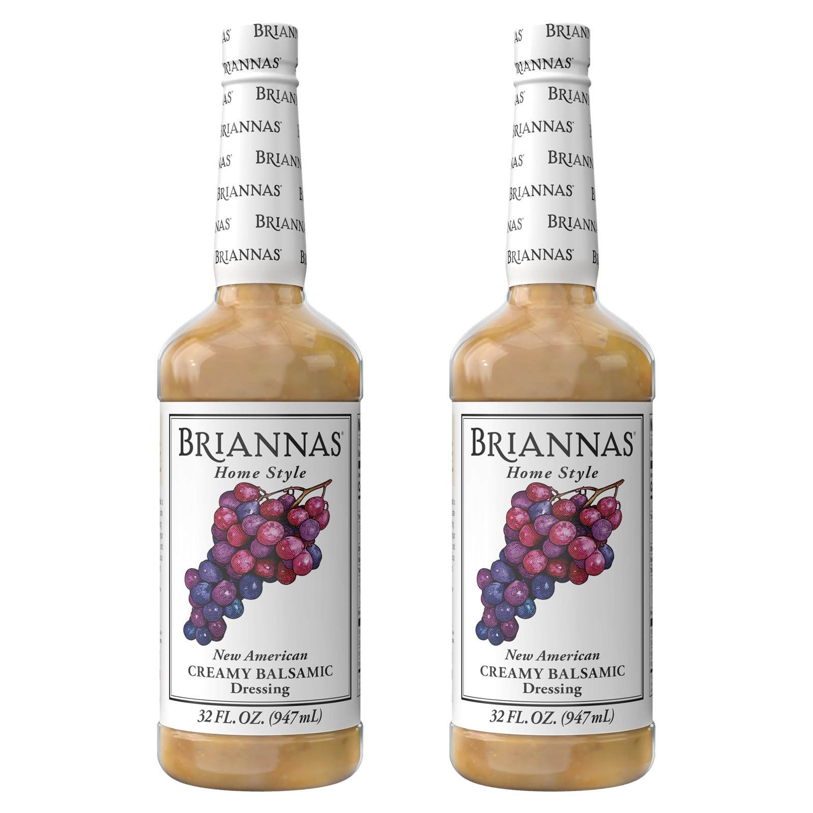 BRIANNAS Creamy Balsamic Dressing - Gluten Free - 32 oz. Bottles - 2 Pack