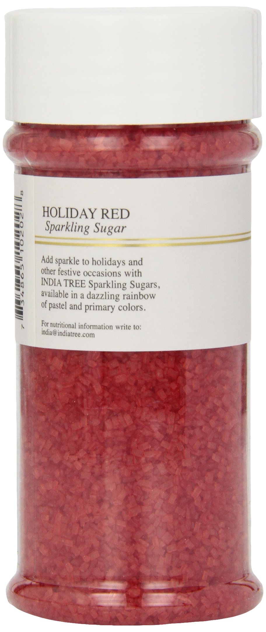 India Tree, Holiday Red Sparkling Sugar, Large Jar Shimmery Sprinkles For Baking & Decorating 7.5 Oz Jar (Pack Of 1)