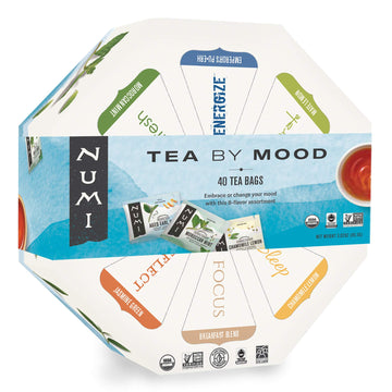 Numi Organic Tea By Mood Gift Set, 40 Tea Bag Assortment, Premium Organic Black, Pu-Erh, Green, Mat  , Rooibos & Herbal Teas