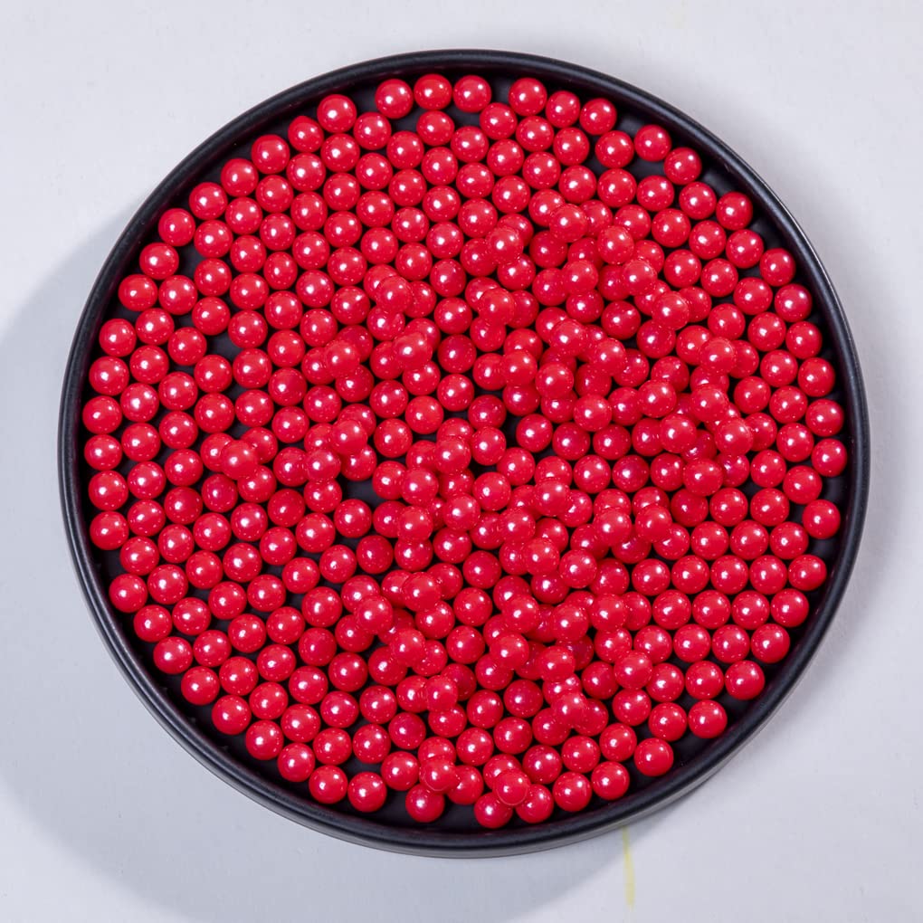 Red Sprinkles Edible Pearls,Cake Sprinkles 130g 4.6OZ,Cookie Sprinkles,Sugar Pearl, Edible Candy Pearls for Cake Cupcake Decorat