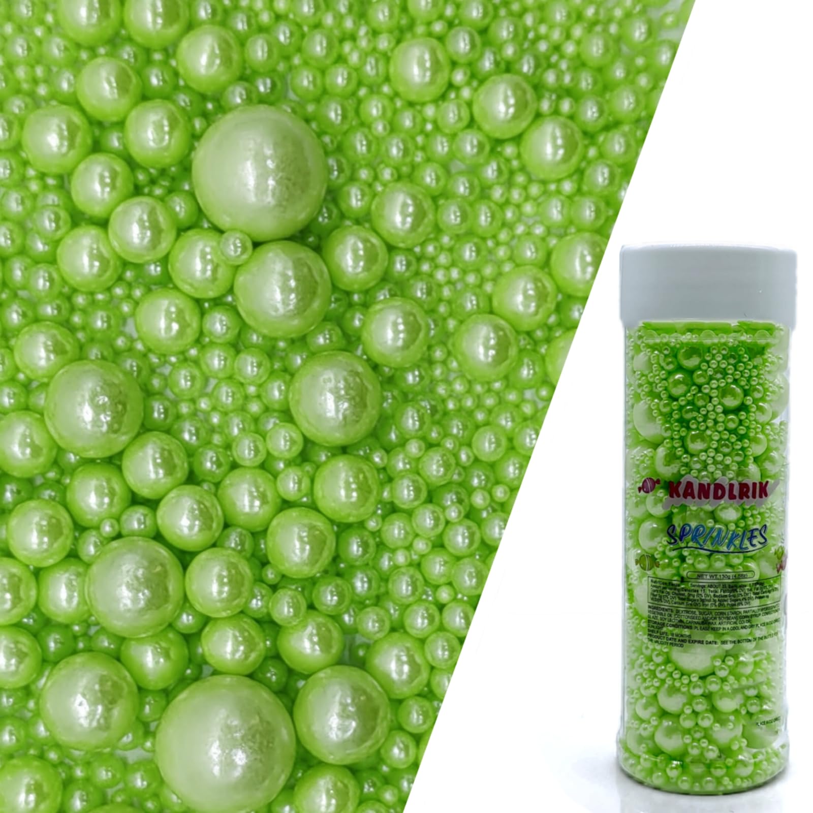 Edible Light Green Sugar Pearls Sprinkles Candy Mix Size Pearls Cake Decorations Cupcake Toppers Decorating Perfect for Wedding 