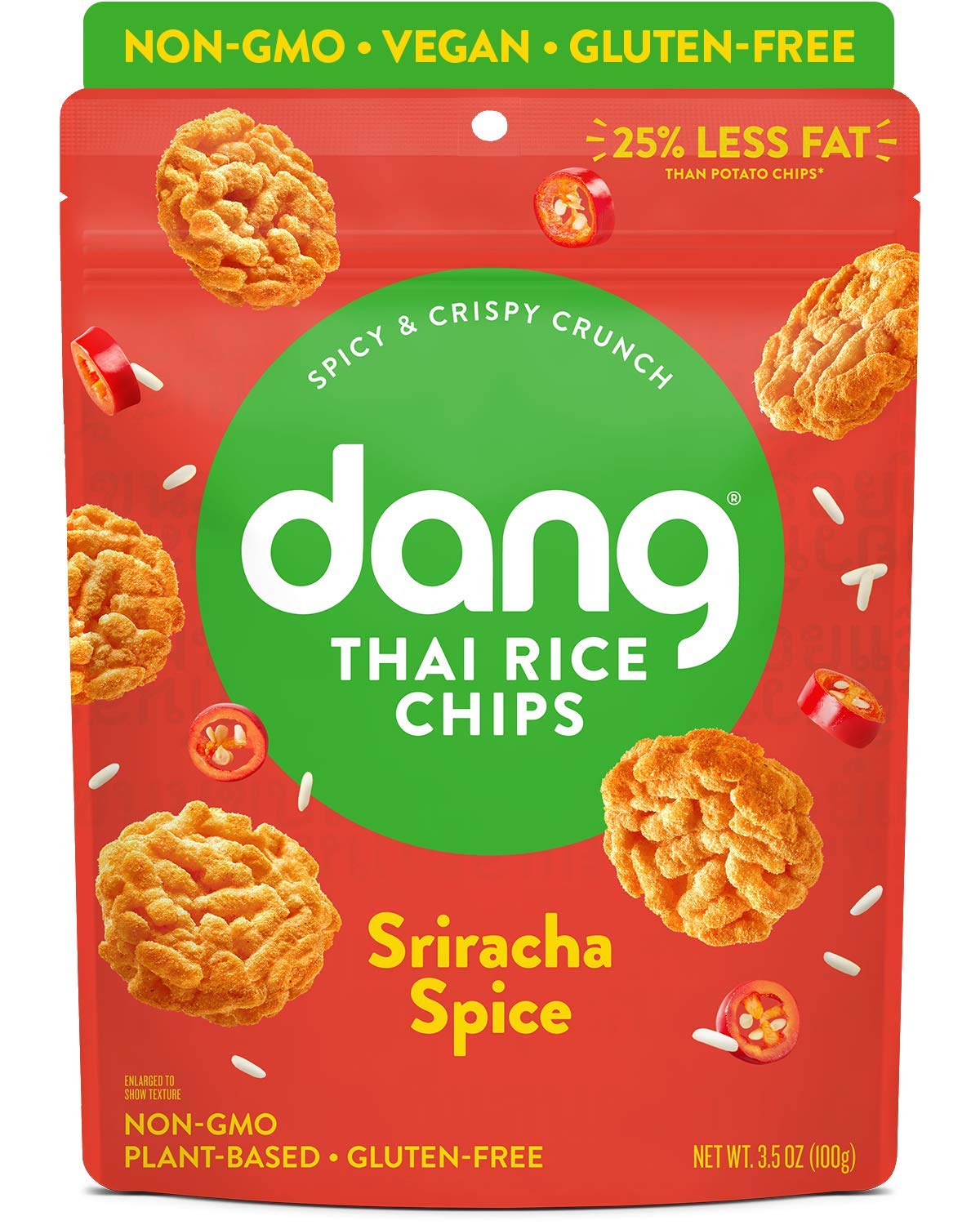 DANG Rice Chips, Sriracha Spice, Gluten Free, Soy Free, 3.5 Ounce (Pack of 6)
