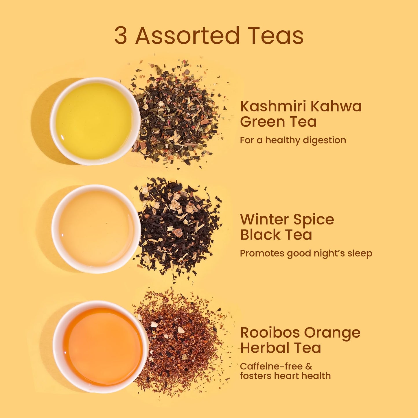 Teaniru Grandeur Tea Collection - Loose Leaf Tea Sampler Gift, 3 Flavors (Black, Herbal, Green), Pack of 40