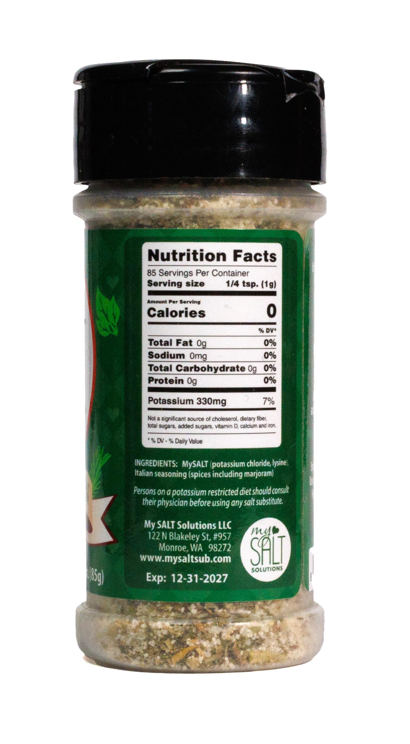 MySALT Herb Garden - Sodium-Free Herb Seasoning Blend with a Salty Taste - Clean Ingredients, No Bitterness - 3 oz Shaker