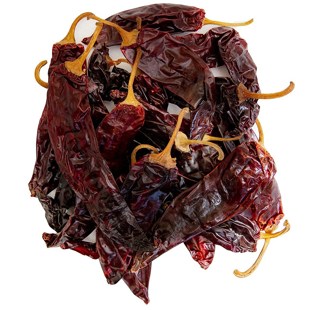 1Lb California Dried Whole Chilies Peppers, Anaheim Chile Seco Pods For Authentic Mexican Food, Heat-Sealed Resealable Bag By 14