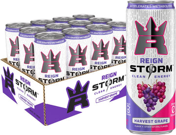 REIGN Storm Energy Drink, Harvest Grape, 12 Fl Oz, Pack of 12, 12 Servings