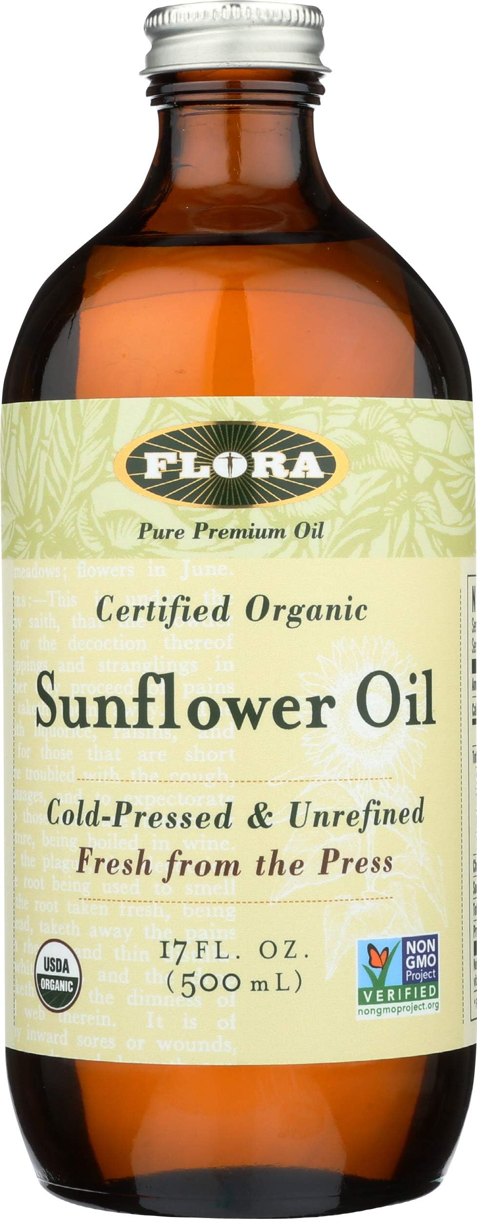 Flora Sunflower Oil, Cold Pressed & Unrefined, 17 Fl Oz, Pack of 1