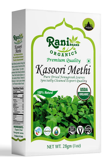 Rani Organic Fenugreek Leaves Dried (Kasoori Methi) 1oz (28g) ~ All Natural | Vegan | Gluten Friendly | NON-GMO | Indian Origin 