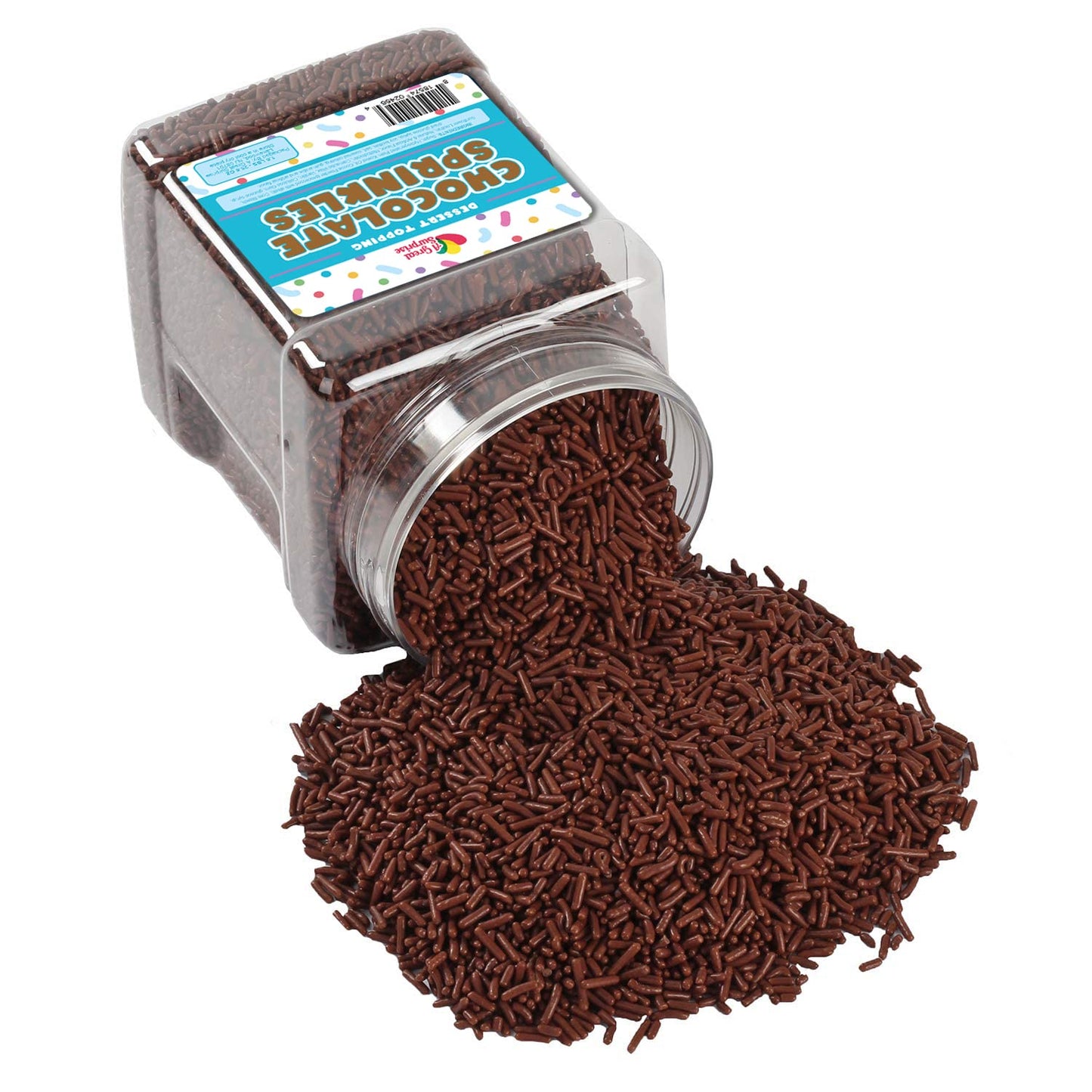 Chocolate Sprinkles Flavored Topping In Resealable Container, Cake Decorating, Cupcake, Baking - 1.6 Lb Bulk Candy