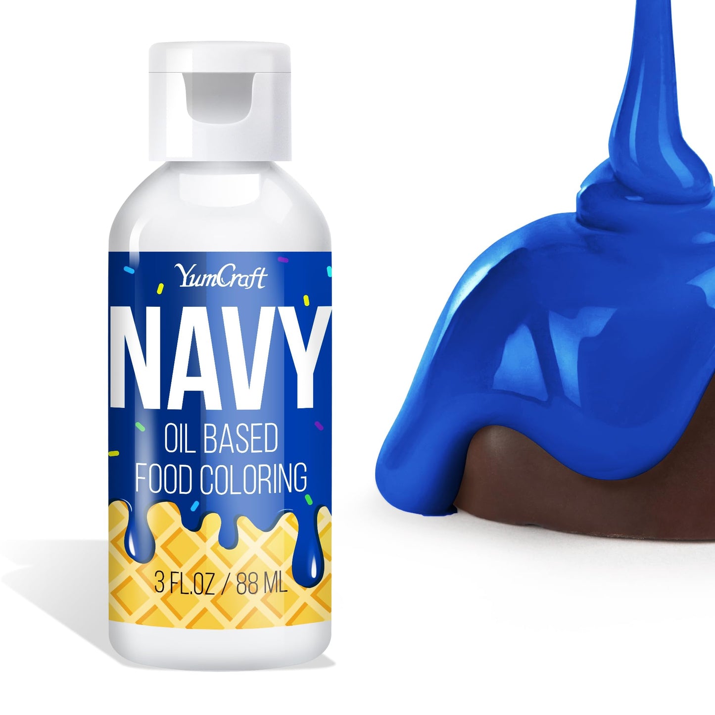 YumCraft Oil Based Food Coloring for Chocolate, Navy, 3 Fl Oz - Vibrant Color for Baking, Candy Melts, Frosting
