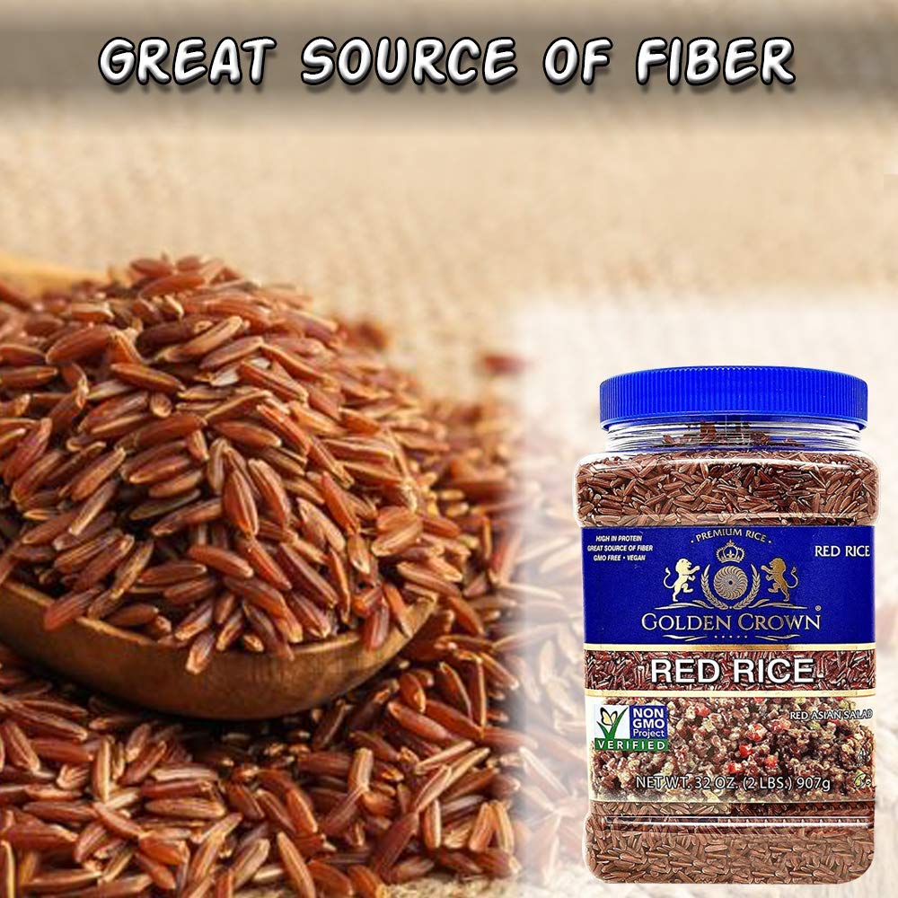 Golden Crown Naturally Aged Aromatic Premium Red Rice, Deliciously Tasty Red Asian Salad, Gmo + Gluten Free Verified Halal And K