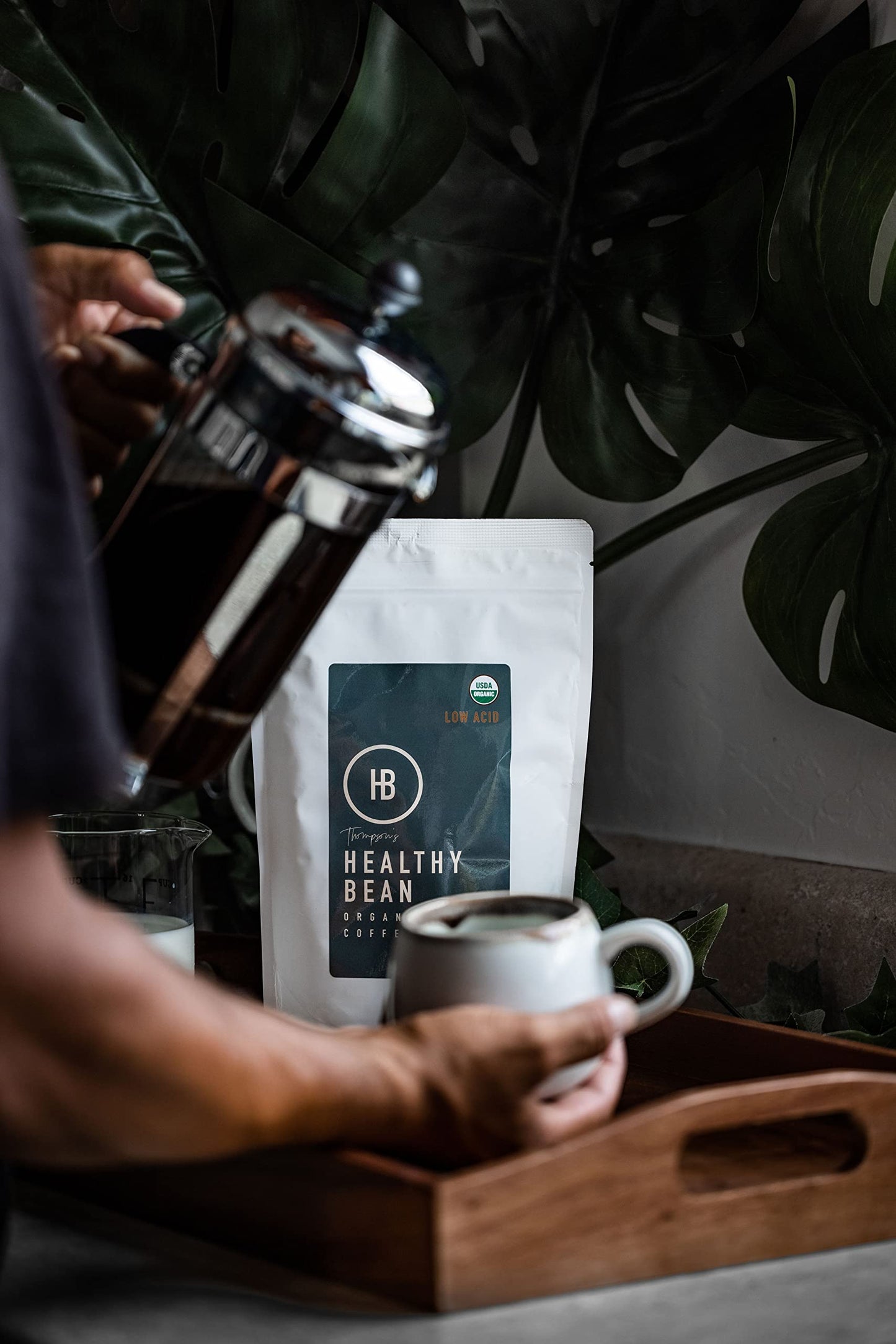 Healthy Bean Coffee Thrive Morning Blend - Organic Ground Coffee Medium Roast - Low Acid Coffee Grounds, Smooth, Rich Flavor, Cl