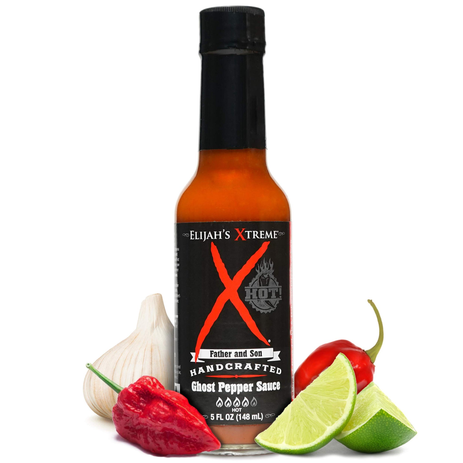 Elijahs Xtreme Ghost Pepper Hot Sauce - Handcrafted Blend of Ghost Peppers, Habanero, Garlic & Lime, 5 Fl Oz