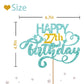 Sky Blue Glitter Happy 27Th Birthday Cake Topper, Twenty Seven Years Old Birthday Party Cake Decor, Gold Number 27 Birthday Part